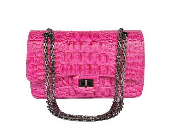 Replica 2012 Chanel 2.55 Series 1122 Classic Peach Lizardskin Flap Bag Silver Hardware Outlet